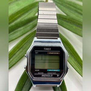 Timex Watch Indiglo Men Stainless Steel Silver Stretch Vintage READ